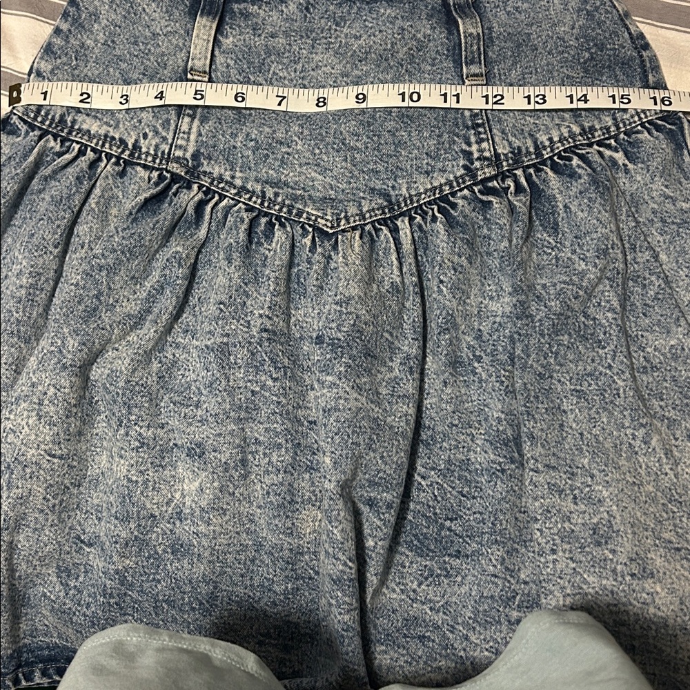 Vintage Mixed Blues Stone Washed Jean Denim Ruffle Skirt Y2K S or XS - Picture 11 of 11